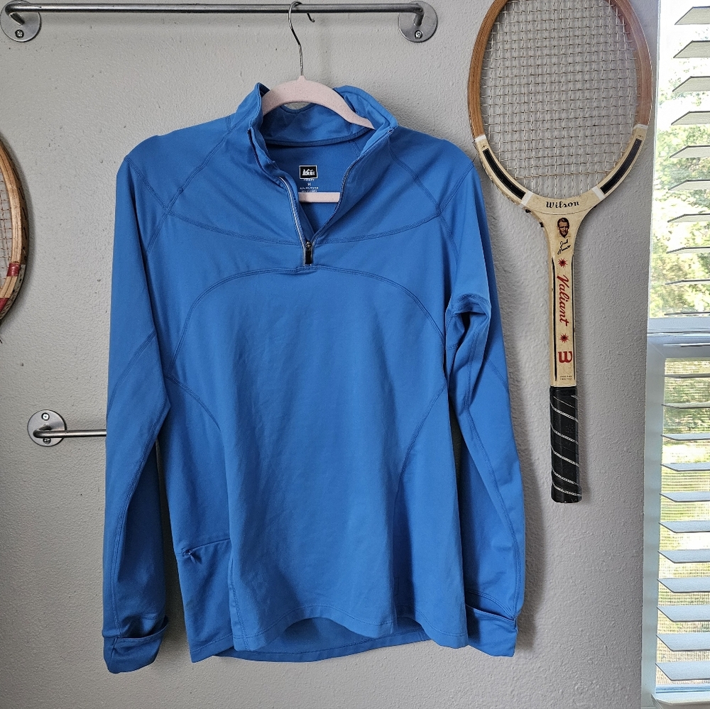 REI Co-op Bright Blue Quarter Zip Jacket Long Sleeve Base Layer Medium